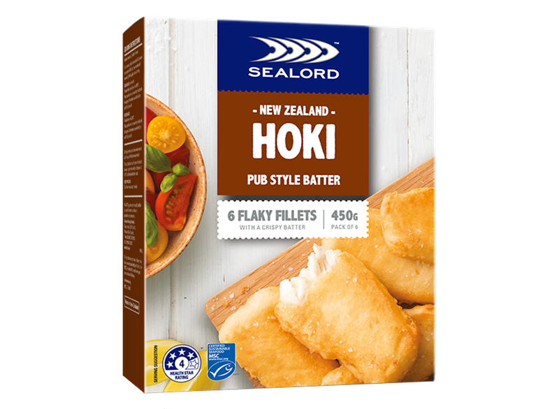 frozen Pub Style Batter Hoki 6 pack by sealords New Zealand