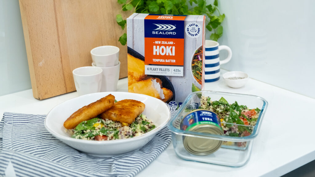 Quinoa Hoki salad and tuna salad 16x9